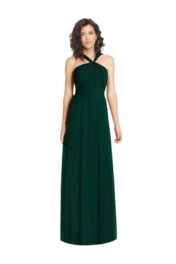 Evergreen Trapèze Licou Mousseline Longue Robes demoiselle d'honneur en Gros