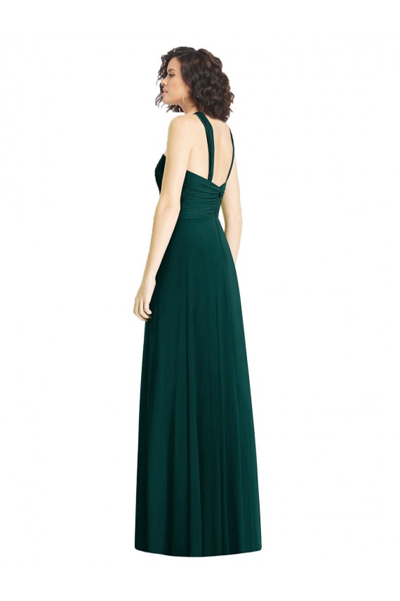 Evergreen Trapèze Licou Mousseline Longue Robes demoiselle d'honneur en Gros