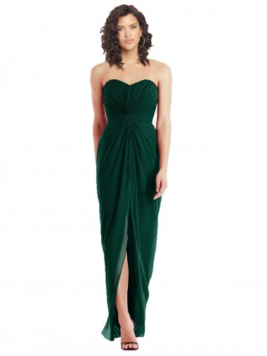 Evergreen Trapèze Sans bretelle Mousseline Longue Robes demoiselle d'honneur en Gros