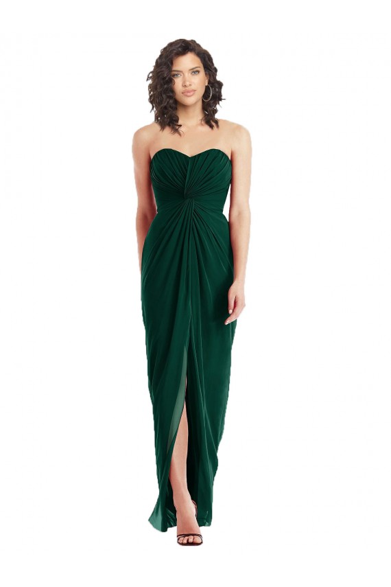 Evergreen Trapèze Sans bretelle Mousseline Longue Robes demoiselle d'honneur en Gros