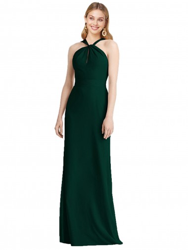 Evergreen Trompette Licou Mousseline Longue Robes demoiselle d'honneur en Gros