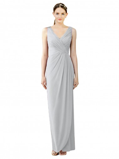 Fourreau Col V Mousseline Longue Robes demoiselle d'honneur en Gros