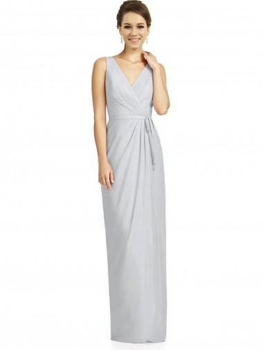 Fourreau Col V Mousseline Longue Robes demoiselle d'honneur en Gros