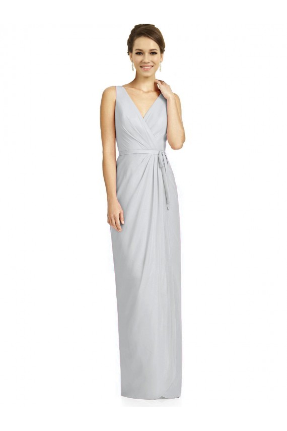 Fourreau Col V Mousseline Longue Robes demoiselle d'honneur en Gros