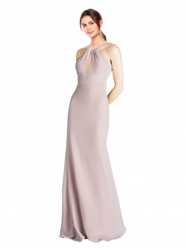 Fourreau Licou Col Haut Mousseline Longue Robes demoiselle d'honneur en Gros