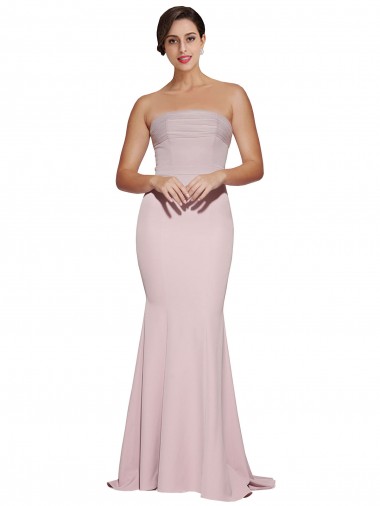 Fourreau Sans bretelle Balayage train Crêpe Stretch Longue Formelles Robes demoiselle d'honneur / Robes de soirée / Robes de bal en Gros