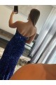 Fourreau Sans bretelle Balayage train Paillettes Velours Longue Robes de bal en Gros