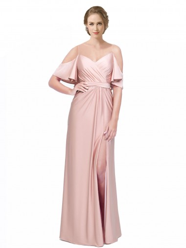 Fourreau Épaule Dénudée Satiné Soyeux Longue Formelles Robes demoiselle d'honneur / Robes de soirée / Robes de bal en Gros
