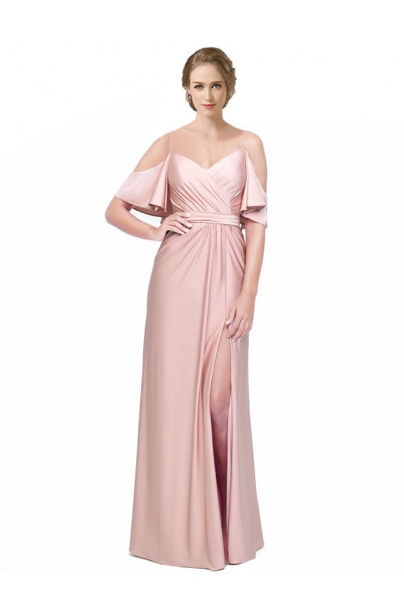 Fourreau Épaule Dénudée Satiné Soyeux Longue Formelles Robes demoiselle d'honneur / Robes de soirée / Robes de bal en Gros