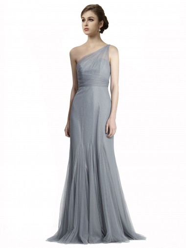 Gris ardoise Sirène Tulle Longue Robes demoiselle d'honneur en Gros