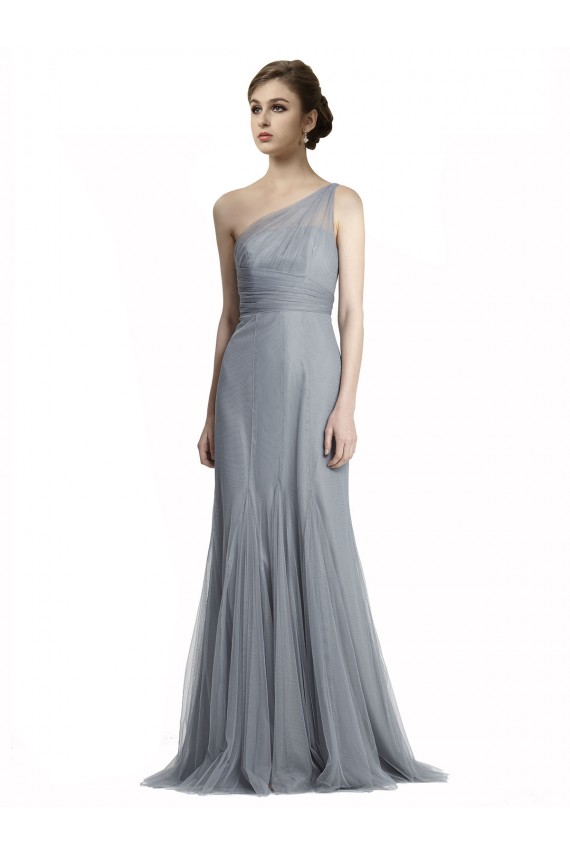 Gris ardoise Sirène Tulle Longue Robes demoiselle d'honneur en Gros