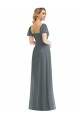 Gris ardoise Trapèze Col Carré Mousseline Longue Robes demoiselle d'honneur en Gros