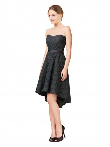 Gris ardoise Trapèze Dentelle Courte Asymétrique Robes demoiselle d'honneur / Robes de cocktail en Gros