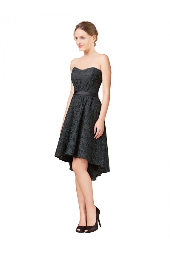 Gris ardoise Trapèze Dentelle Courte Asymétrique Robes demoiselle d'honneur / Robes de cocktail en Gros