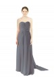 Gris ardoise Trapèze Mousseline Longue Robes demoiselle d'honneur en Gros