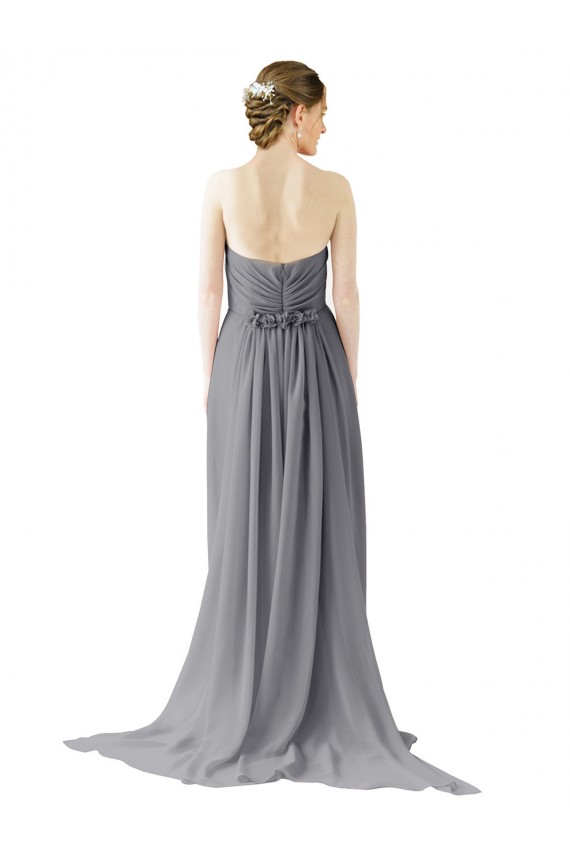 Gris ardoise Trapèze Mousseline Longue Robes demoiselle d'honneur en Gros