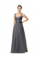 Gris ardoise Trapèze Tulle Longue Robes demoiselle d'honneur en Gros