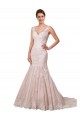 Ivoire & Blush Sirène Col V Tulle Dentelle Robes de mariée en Gros