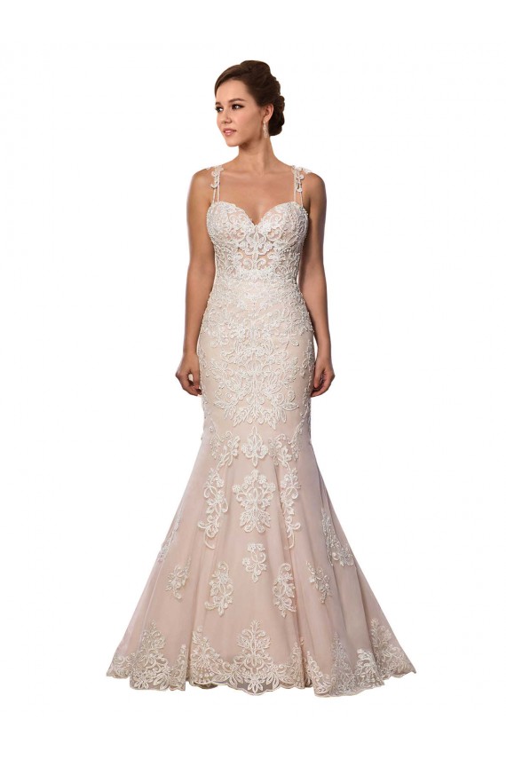 Ivoire & Champagne Sirène Bretelles spaghetti Dentelle Boho Robes de mariée en Gros