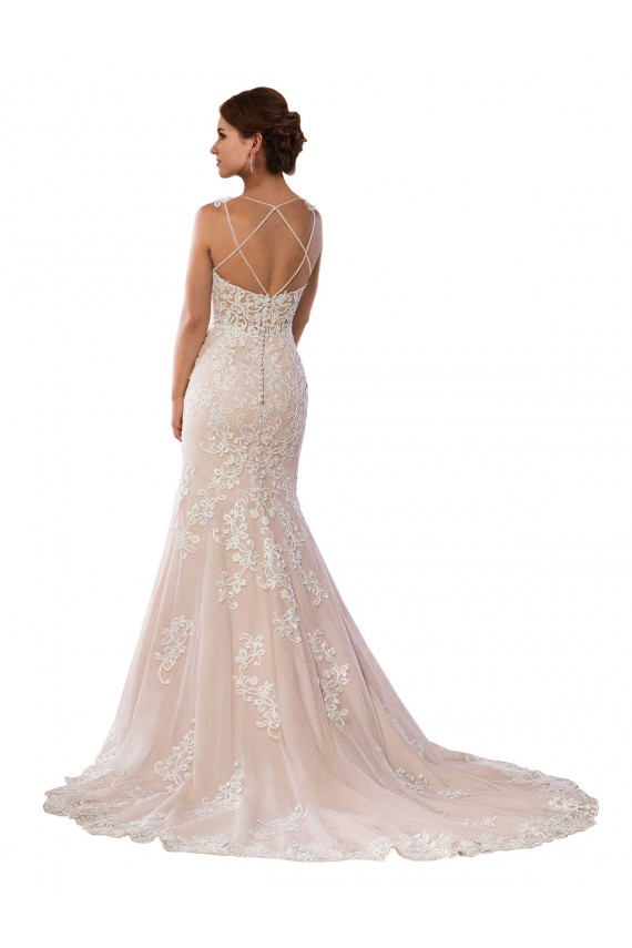 Ivoire & Champagne Sirène Bretelles spaghetti Dentelle Boho Robes de mariée en Gros