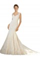 Ivoire & Champagne Sirène Col V Tulle Dentelle Robes de mariée en Gros