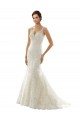 Ivoire & Champagne Sirène Col V Tulle Dentelle Robes de mariée en Gros