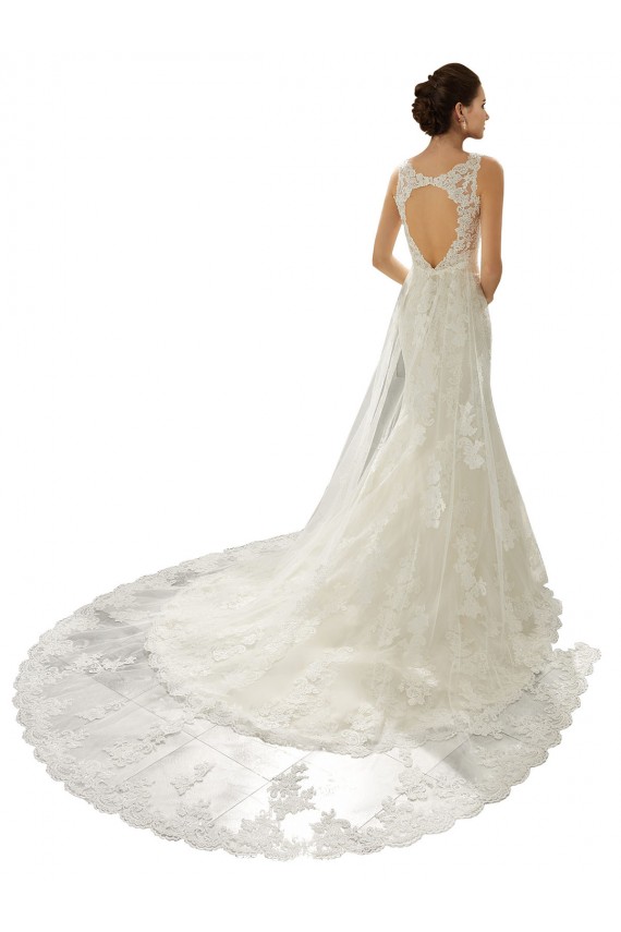 Ivoire & Champagne Sirène Col V Tulle Dentelle Robes de mariée en Gros