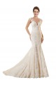 Ivoire & Champagne Sirène Illusion Dentelle Robes de mariée en Gros