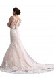 Ivoire & Champagne Sirène Illusion Traîne cathédrale Tulle Dentelle Robes de mariée en Gros