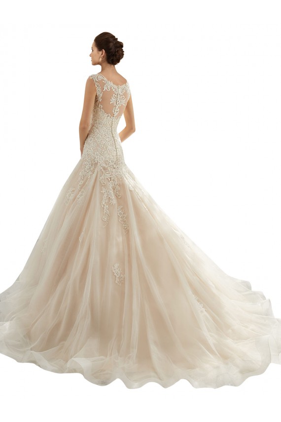 Ivoire & Champagne Sirène Tulle Dentelle Robes de mariée en Gros