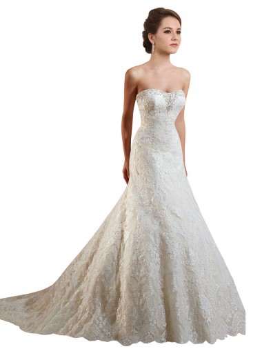 Ivoire & Champagne Trapèze Dentelle Robes de mariée en Gros
