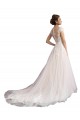 Ivoire & Champagne Trapèze Illusion Traîne cathédrale Tulle Dentelle Plage Robes de mariée en Gros