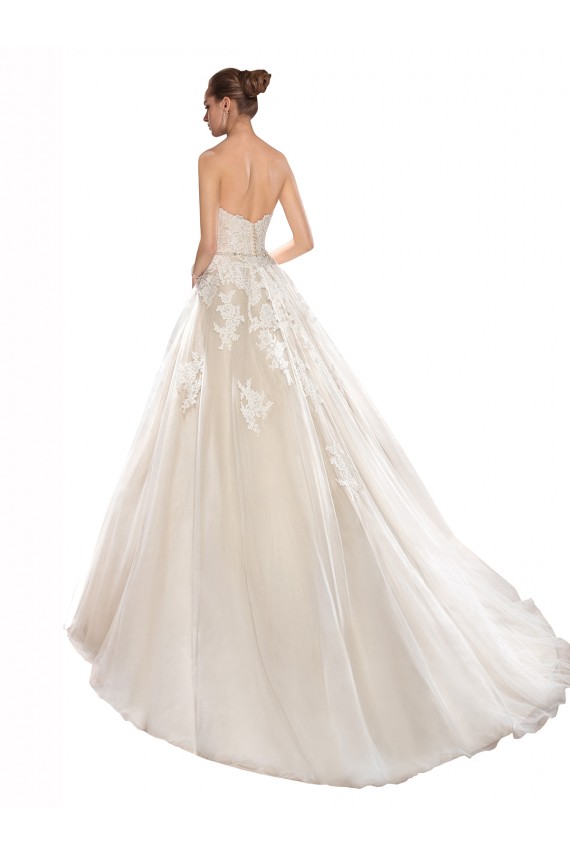 Ivoire & Champagne Trapèze Sans bretelle Tulle Dentelle Robes de mariée en Gros