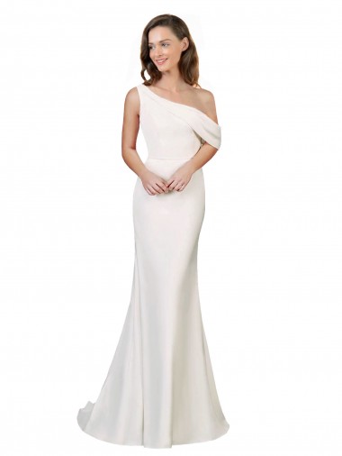 Ivoire Fourreau Balayage train Crêpe Stretch Longue Formelles Robes demoiselle d'honneur / Robes de soirée / Robes de bal en Gros