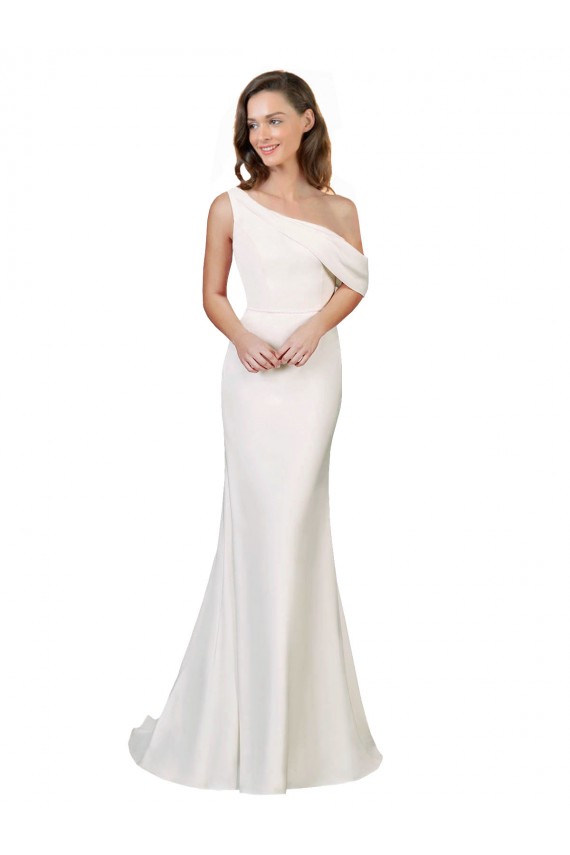 Ivoire Fourreau Balayage train Crêpe Stretch Longue Formelles Robes demoiselle d'honneur / Robes de soirée / Robes de bal en Gros