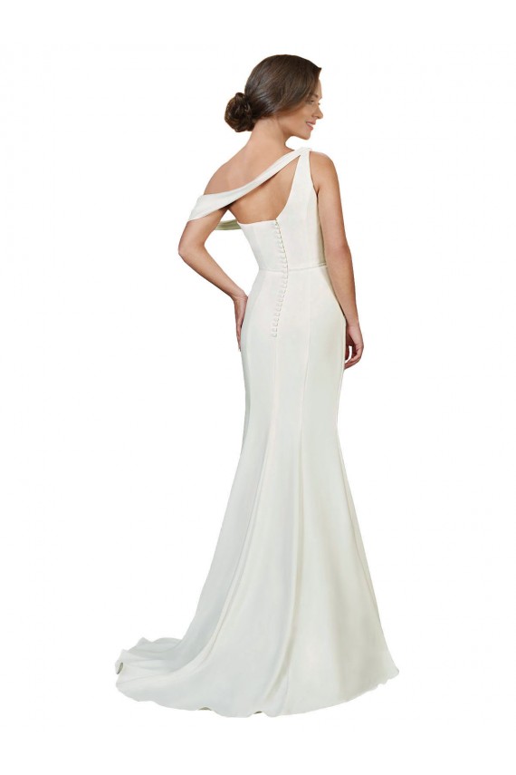 Ivoire Fourreau Balayage train Crêpe Stretch Longue Formelles Robes demoiselle d'honneur / Robes de soirée / Robes de bal en Gros
