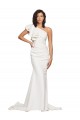 Ivoire Fourreau Balayage train Crêpe Stretch Longue Robes demoiselle d'honneur / Robes de bal en Gros
