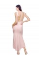 Rose Fourreau Col Haut midi Crêpe Stretch Courte Asymétrique Robes demoiselle d'honneur / Robes de soirée / Robes de cocktail en Gros