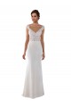 Ivoire Fourreau Col V Dentelle Crêpe Stretch Robes de mariée en Gros