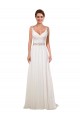 Ivoire Fourreau Col V Mousseline Classique Robes de mariée en Gros