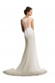 Ivoire Fourreau Illusion Mousseline Dentelle Robes de mariée en Gros