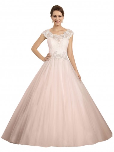 Ivoire Princesse Bateau Illusion Dentelle Robes de mariée en Gros