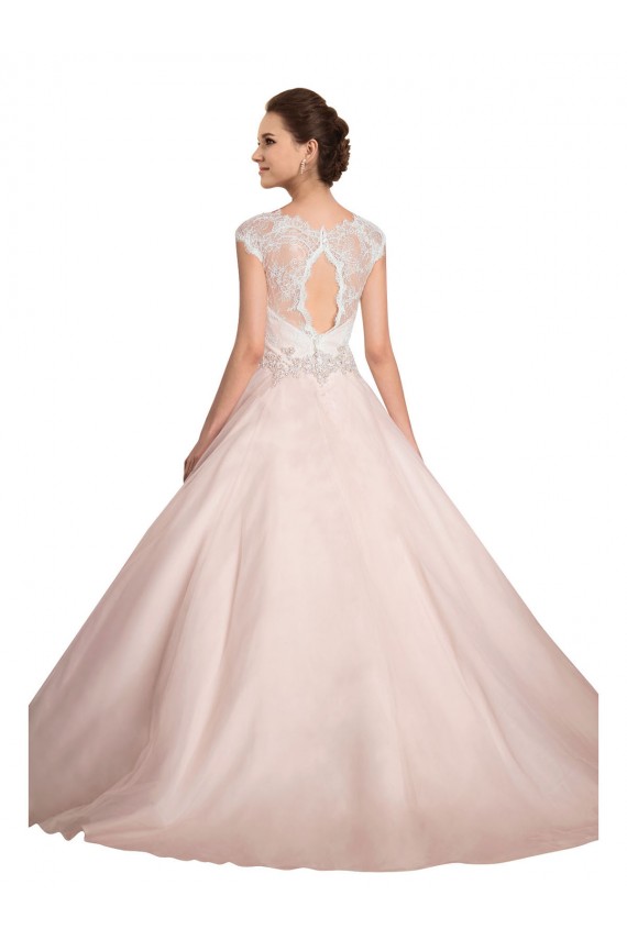 Ivoire Princesse Bateau Illusion Dentelle Robes de mariée en Gros
