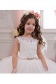 Ivoire Princesse Bateau Tulle Dentelle Longue Robes de demoiselle d'honneur - fillette en Gros