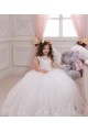 Ivoire Princesse Bateau Tulle Dentelle Longue Robes de demoiselle d'honneur - fillette en Gros