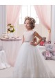 Ivoire Princesse Bateau Tulle Dentelle Longue Robes de demoiselle d'honneur - fillette en Gros