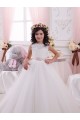 Ivoire Princesse Bateau Tulle Dentelle Longue Robes de demoiselle d'honneur - fillette en Gros