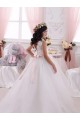 Ivoire Princesse Bateau Tulle Dentelle Longue Robes de demoiselle d'honneur - fillette en Gros