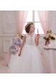 Ivoire Princesse Col Haut Tulle Dentelle Longue Robes de demoiselle d'honneur - fillette en Gros