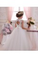 Ivoire Princesse Col Haut Tulle Dentelle Longue Robes de demoiselle d'honneur - fillette en Gros